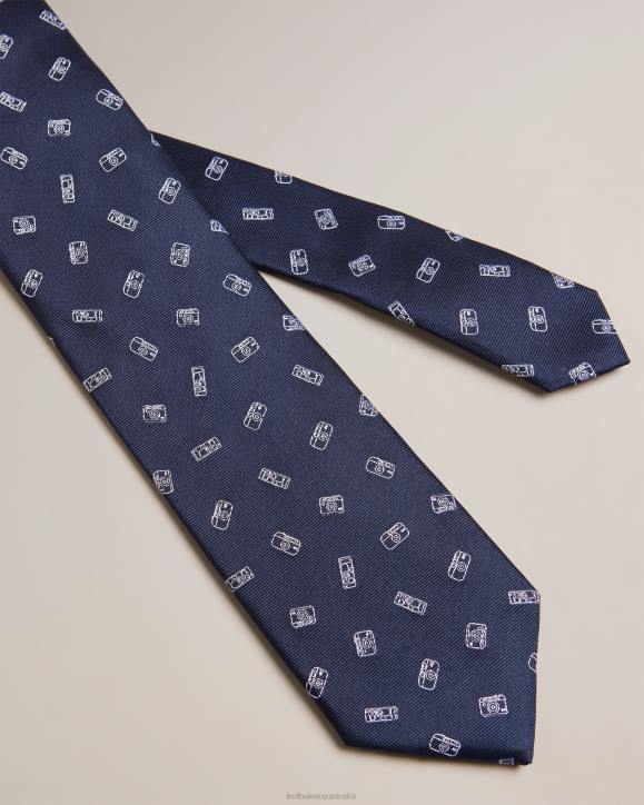 Ted Baker Hubert Jacquard Camera Tie Navy Accessories Men TLPL2000