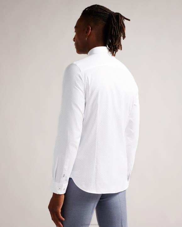 Ted Baker Hysopss Slim Fit Mini Dot Print Shirt White Clothing Men TLPL1511