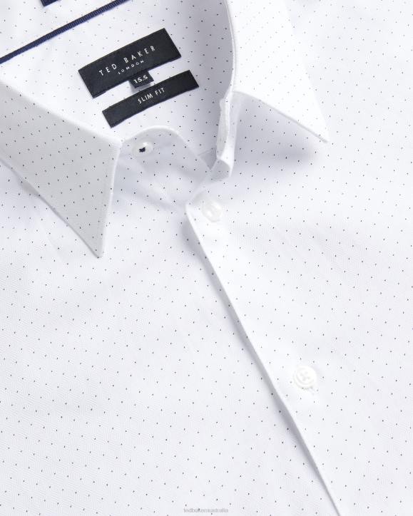 Ted Baker Hysopss Slim Fit Mini Dot Print Shirt White Clothing Men TLPL1511