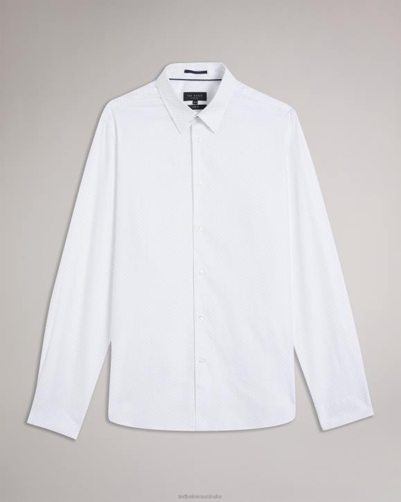 Ted Baker Hysopss Slim Fit Mini Dot Print Shirt White Clothing Men TLPL1511