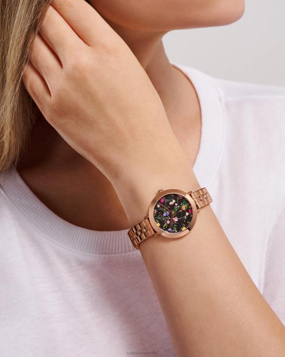 Ted Baker Isidora Floral Dial Stainless Steel Bracelet Watch Rosegold Color Accessories Women TLPL1025