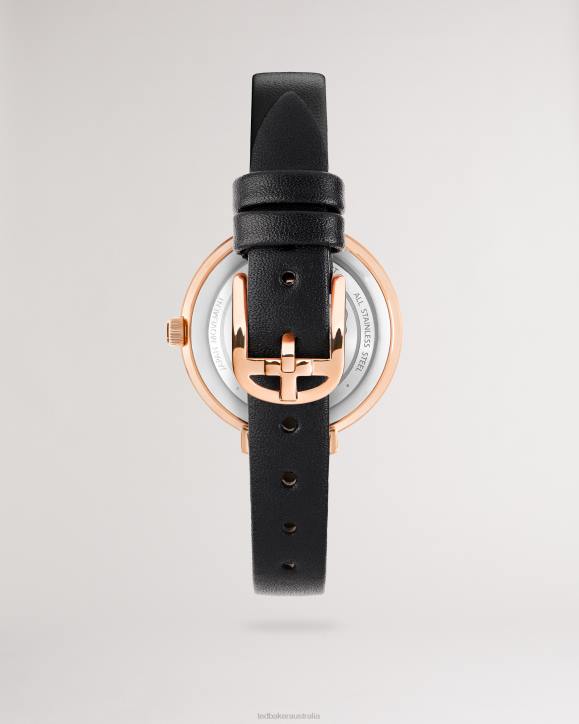 Ted Baker Isidoro Floral Print Watch With Leather Strap Black Accessories Women TLPL1060