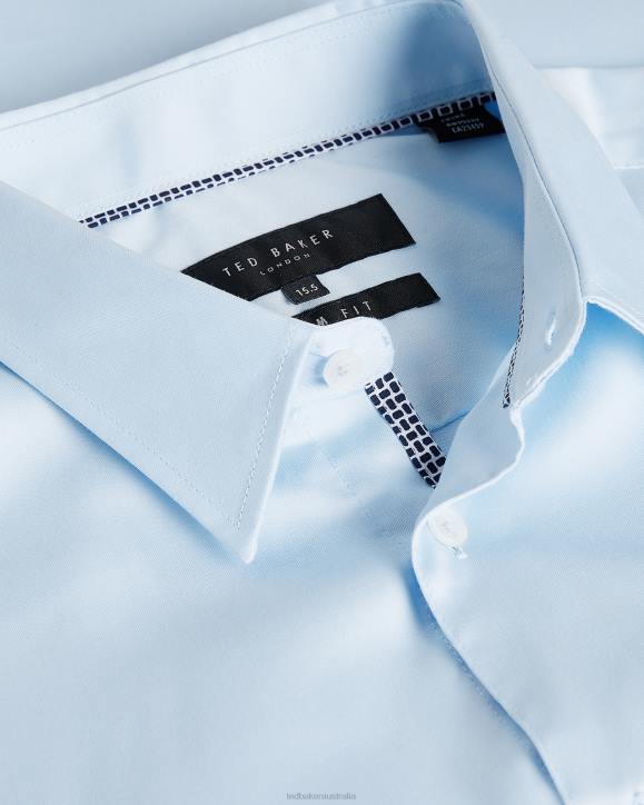 Ted Baker Islass Long Sleeve Slim Fit Shirt Pale Blue Clothing Men TLPL1456