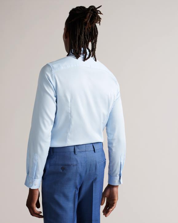 Ted Baker Islass Long Sleeve Slim Fit Shirt Pale Blue Clothing Men TLPL1456