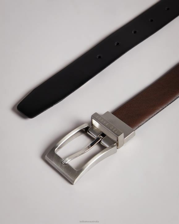 Ted Baker Karmer Reversible Leather Belt Chocolate Accessories Men TLPL1831