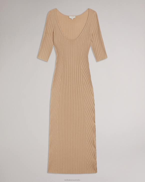 Ted Baker Kiierra Side Slit Detail Knit Dress Light Brown Clothing Women TLPL621