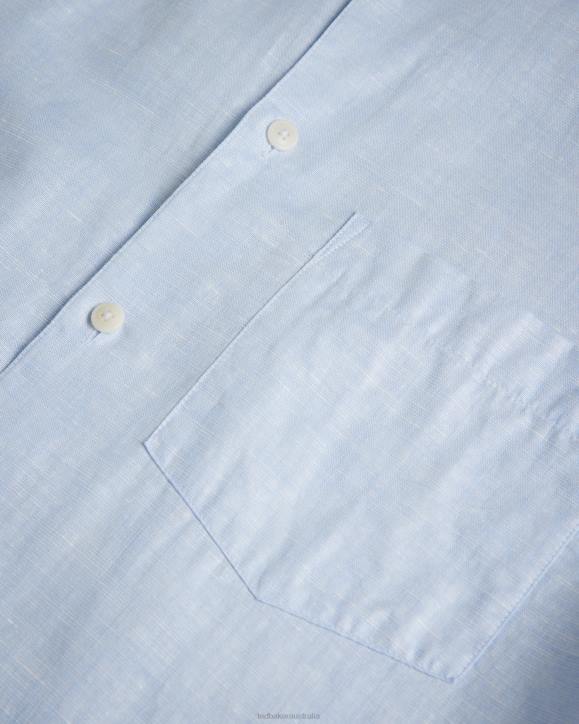 Ted Baker Kingfrd Short Sleeve Linen Shirt Light Blue Clothing Men TLPL1306