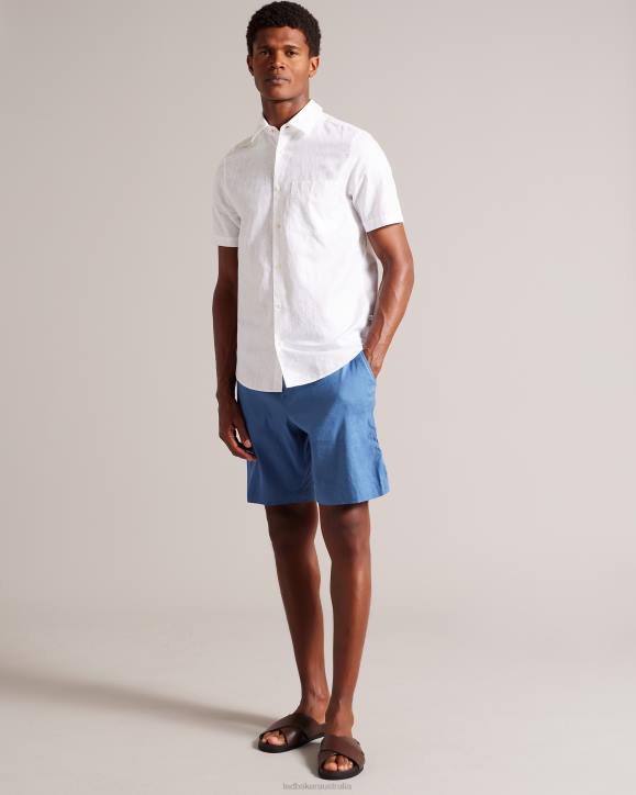 Ted Baker Kingfrd Short Sleeve Linen Shirt White Clothing Men TLPL1339