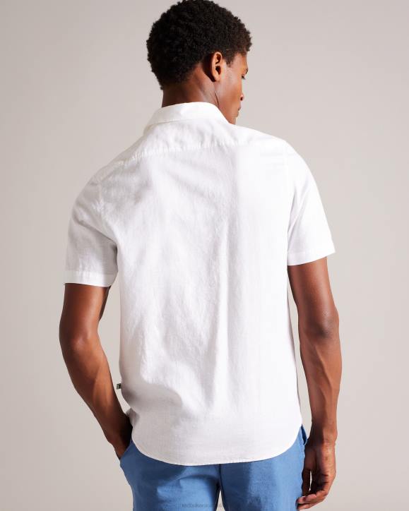 Ted Baker Kingfrd Short Sleeve Linen Shirt White Clothing Men TLPL1339