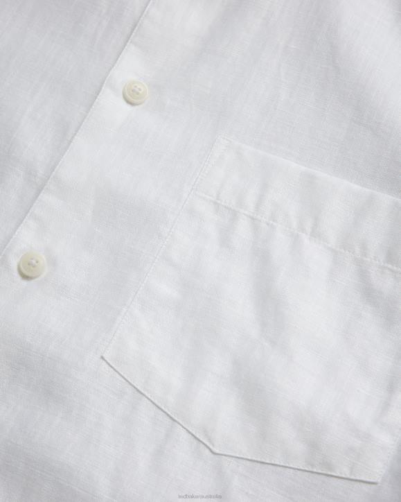 Ted Baker Kingfrd Short Sleeve Linen Shirt White Clothing Men TLPL1339
