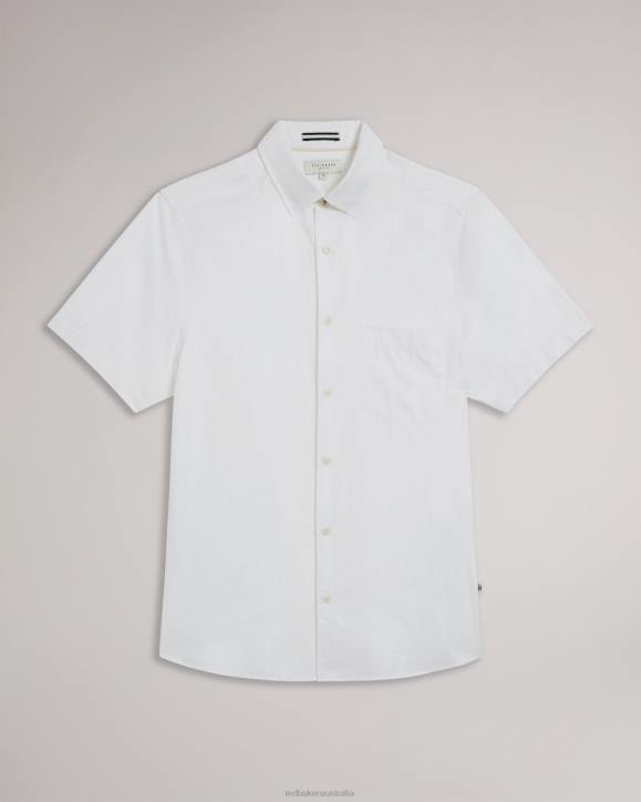 Ted Baker Kingfrd Short Sleeve Linen Shirt White Clothing Men TLPL1339