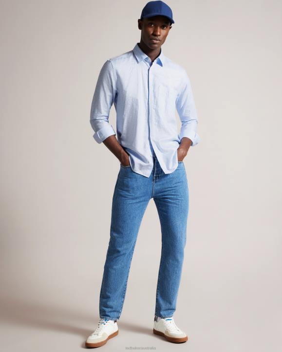 Ted Baker Kingwel Long Sleeve Linen Blend Shirt Light Blue Clothing Men TLPL1336