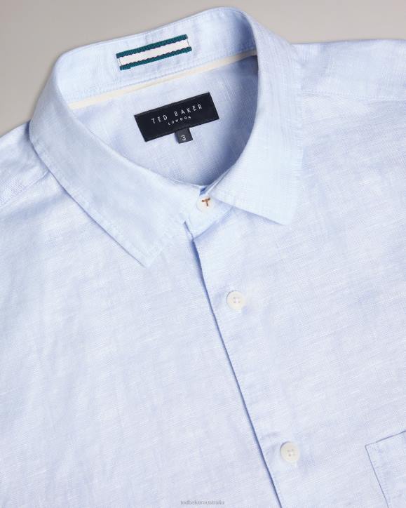 Ted Baker Kingwel Long Sleeve Linen Blend Shirt Light Blue Clothing Men TLPL1336