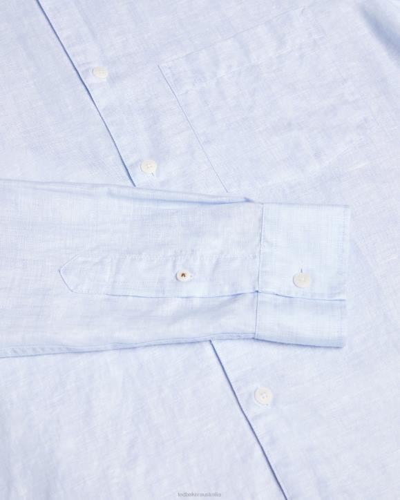 Ted Baker Kingwel Long Sleeve Linen Blend Shirt Light Blue Clothing Men TLPL1336