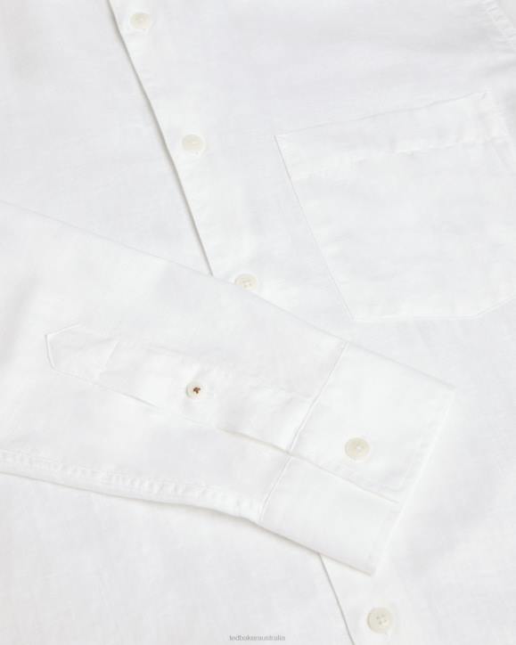 Ted Baker Kingwel Long Sleeve Linen Blend Shirt White Clothing Men TLPL1335