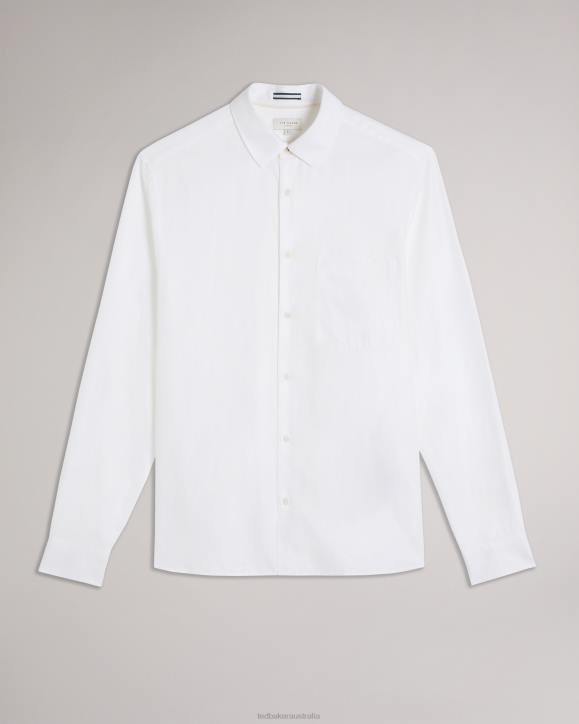 Ted Baker Kingwel Long Sleeve Linen Blend Shirt White Clothing Men TLPL1335