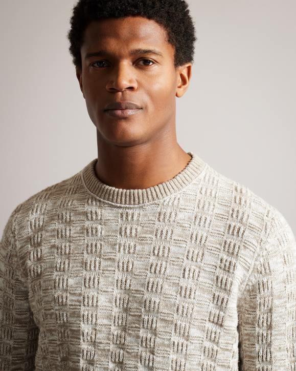 Ted Baker Kriskro Long Sleeve Textured Jumper White Clothing Men TLPL1518