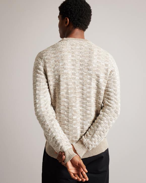 Ted Baker Kriskro Long Sleeve Textured Jumper White Clothing Men TLPL1518