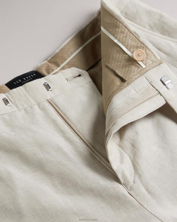 Ted Baker Lancet Slim Fit Wool Linen Trousers Stone Clothing Men TLPL1384