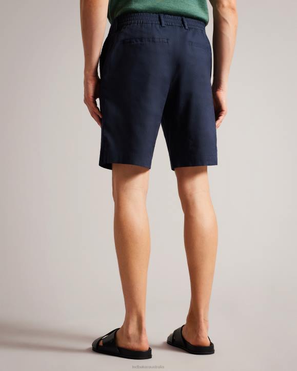 Ted Baker Leder Linen Blend Half Elasticated Shorts Navy Clothing Men TLPL1307