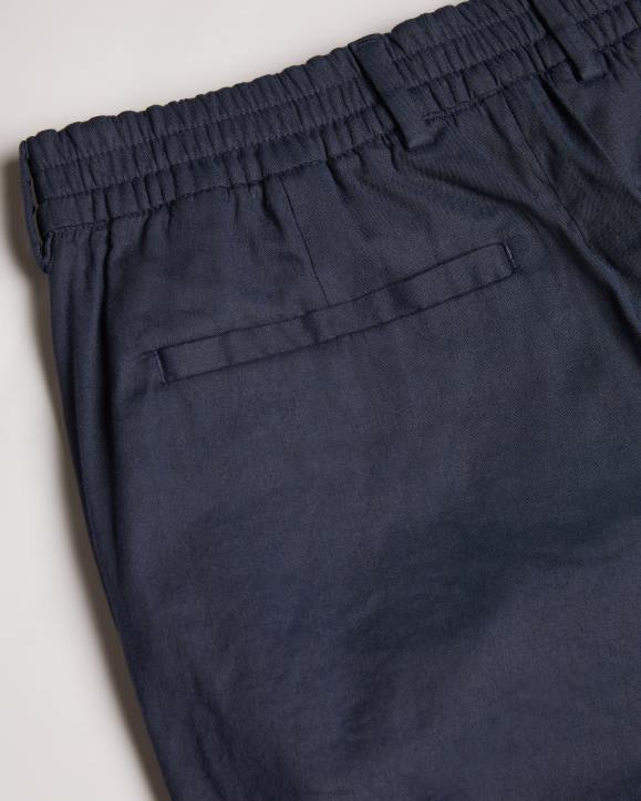 Ted Baker Leder Linen Blend Half Elasticated Shorts Navy Clothing Men TLPL1307