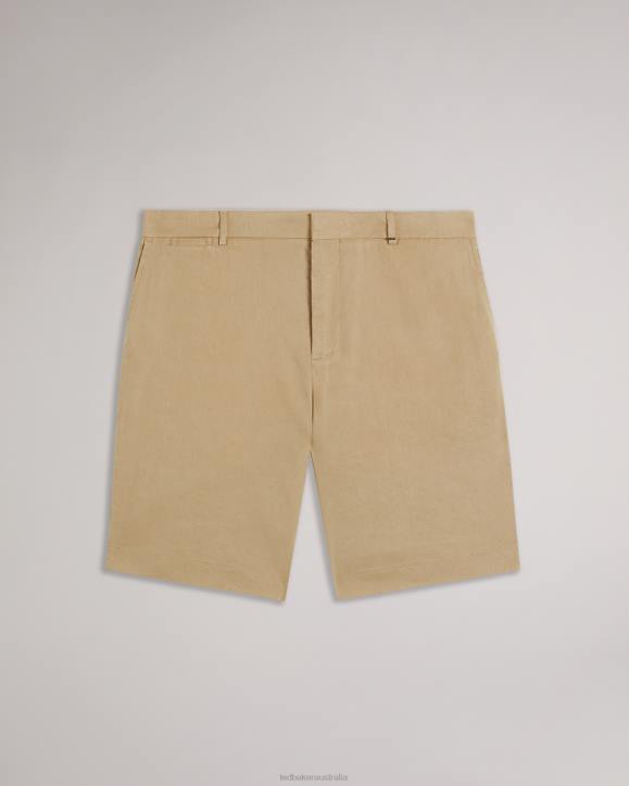 Ted Baker Leder Linen Blend Half Elasticated Shorts Stone Clothing Men TLPL1541