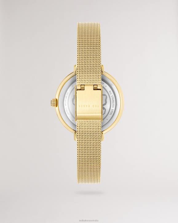 Ted Baker Lesedia Daisy Print Watch With Mesh Band Gold Color Accessories Women TLPL1141
