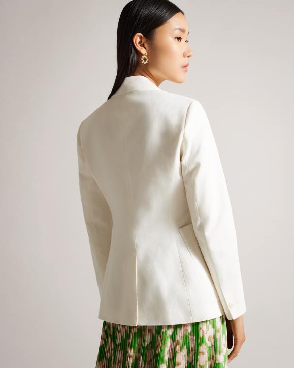 Ted Baker Llilla Single Breasted Cotton And Linen Blazer White Clothing Women TLPL383