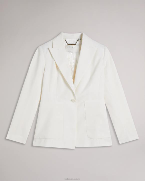 Ted Baker Llilla Single Breasted Cotton And Linen Blazer White Clothing Women TLPL383