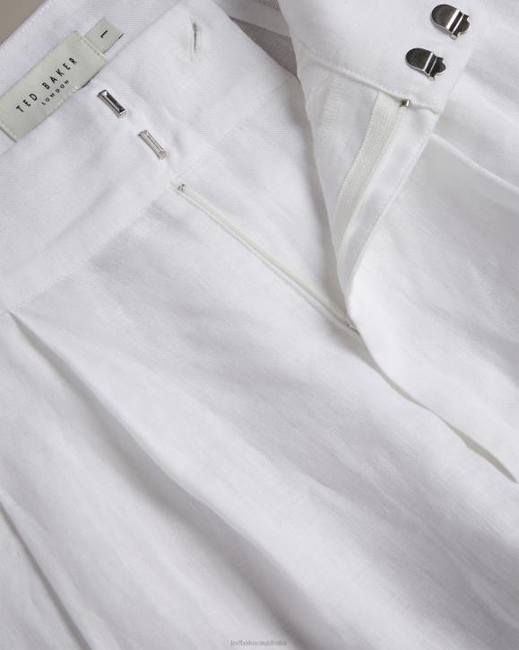 Ted Baker Lucihh Tailored Linen Wide Leg Trousers White Clothing Women TLPL470
