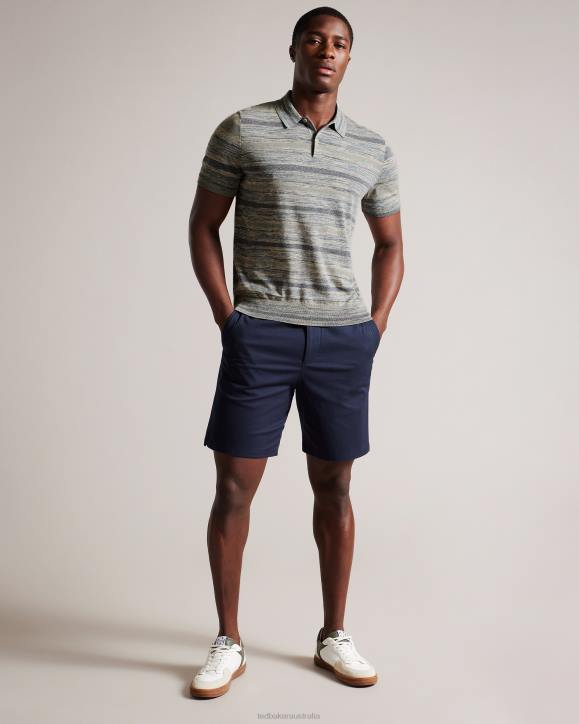 Ted Baker Mauda Short Sleeve Knitted Polo Shirt Stone Clothing Men TLPL1466