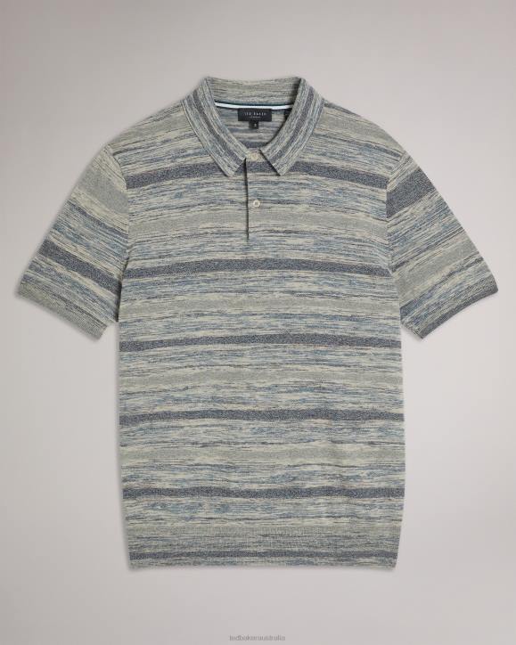 Ted Baker Mauda Short Sleeve Knitted Polo Shirt Stone Clothing Men TLPL1466