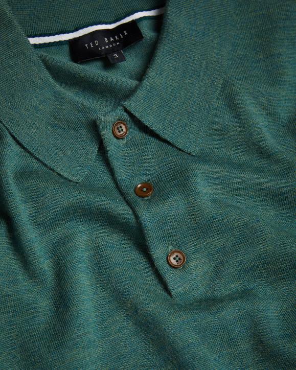 Ted Baker Mondsey Short Sleeve Wool Polo Shirt Green Clothing Men TLPL1581