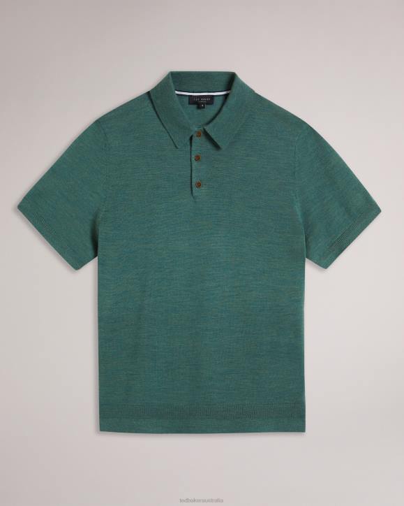 Ted Baker Mondsey Short Sleeve Wool Polo Shirt Green Clothing Men TLPL1581