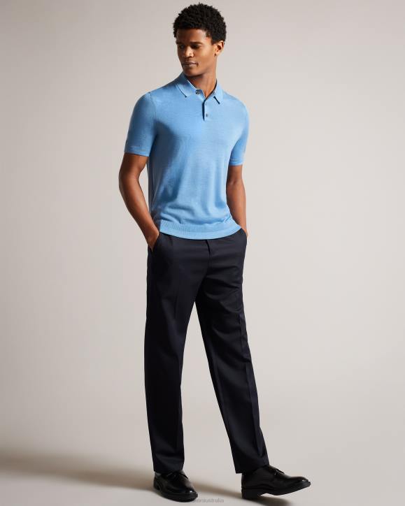 Ted Baker Mondsey Short Sleeve Wool Polo Shirt Pale Blue Clothing Men TLPL1593