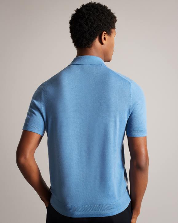 Ted Baker Mondsey Short Sleeve Wool Polo Shirt Pale Blue Clothing Men TLPL1593