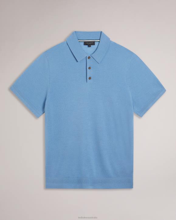 Ted Baker Mondsey Short Sleeve Wool Polo Shirt Pale Blue Clothing Men TLPL1593