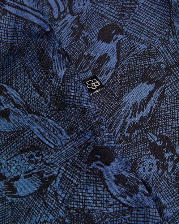 Ted Baker Mullen Long Sleeve Hand Drawn Bird Print Shirt Medium Blue Clothing Men TLPL1280