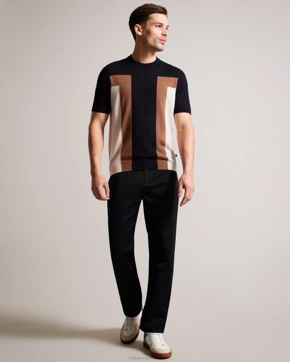 Ted Baker Navia Short Sleeve Pure Wool T-Shirt Dark Navy Clothing Men TLPL1538