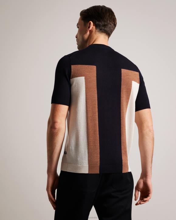 Ted Baker Navia Short Sleeve Pure Wool T-Shirt Dark Navy Clothing Men TLPL1538