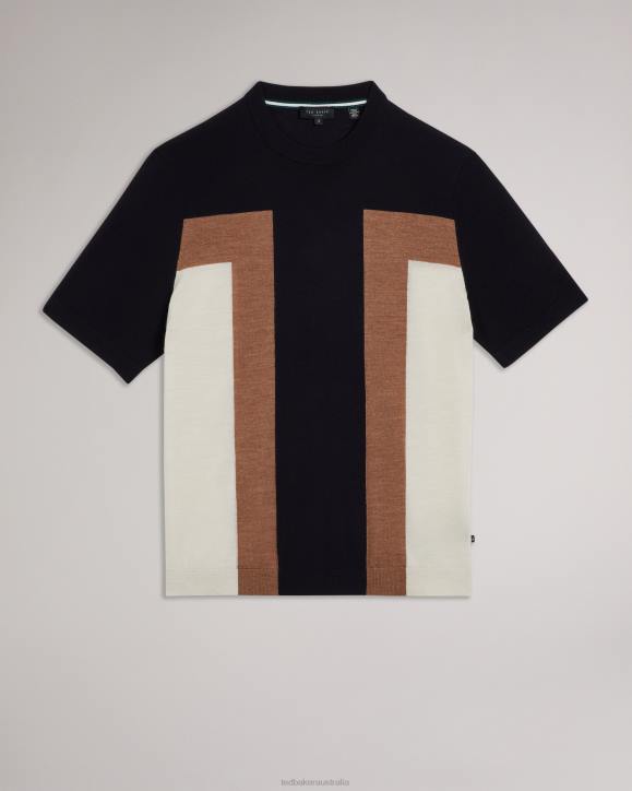 Ted Baker Navia Short Sleeve Pure Wool T-Shirt Dark Navy Clothing Men TLPL1538