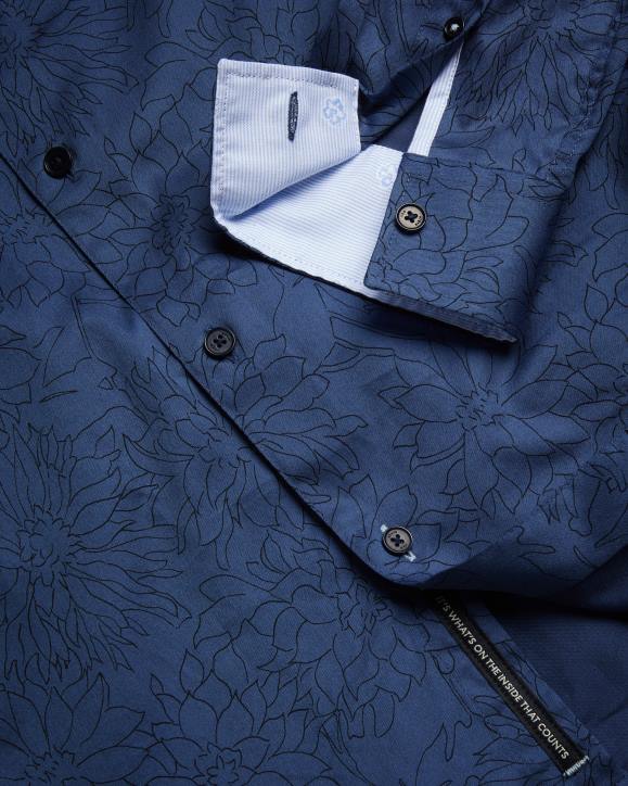 Ted Baker Neale Long Sleeve Floral Outline Print Shirt Navy Clothing Men TLPL1601