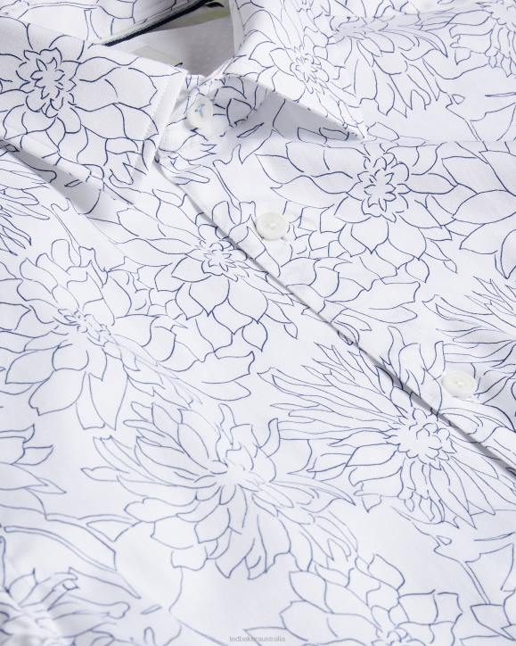 Ted Baker Neale Long Sleeve Floral Outline Print Shirt White Clothing Men TLPL1603