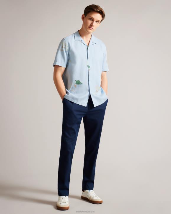 Ted Baker Neele Short Sleeve Floral Printed Shirt Light Blue Clothing Men TLPL1478