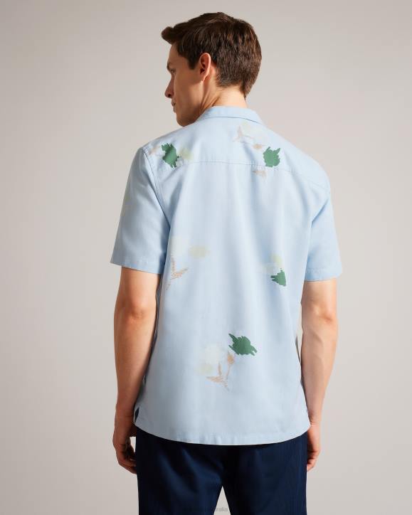 Ted Baker Neele Short Sleeve Floral Printed Shirt Light Blue Clothing Men TLPL1478