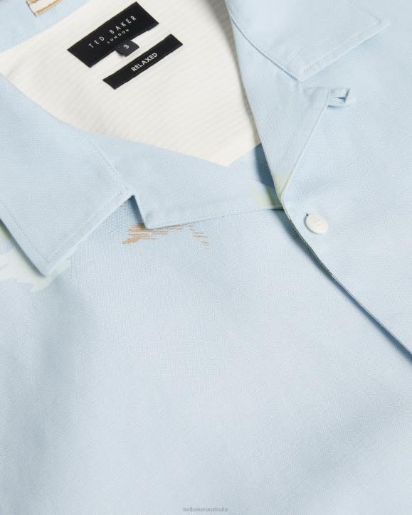 Ted Baker Neele Short Sleeve Floral Printed Shirt Light Blue Clothing Men TLPL1478