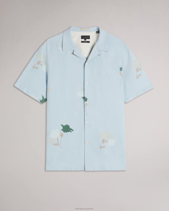 Ted Baker Neele Short Sleeve Floral Printed Shirt Light Blue Clothing Men TLPL1478