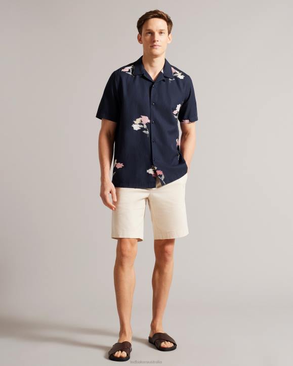 Ted Baker Neele Short Sleeve Floral Printed Shirt Navy Clothing Men TLPL1318
