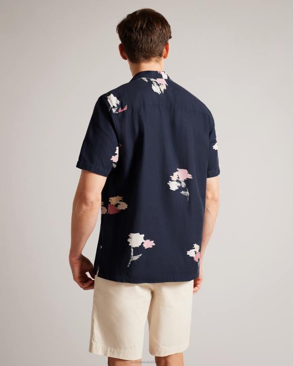 Ted Baker Neele Short Sleeve Floral Printed Shirt Navy Clothing Men TLPL1318