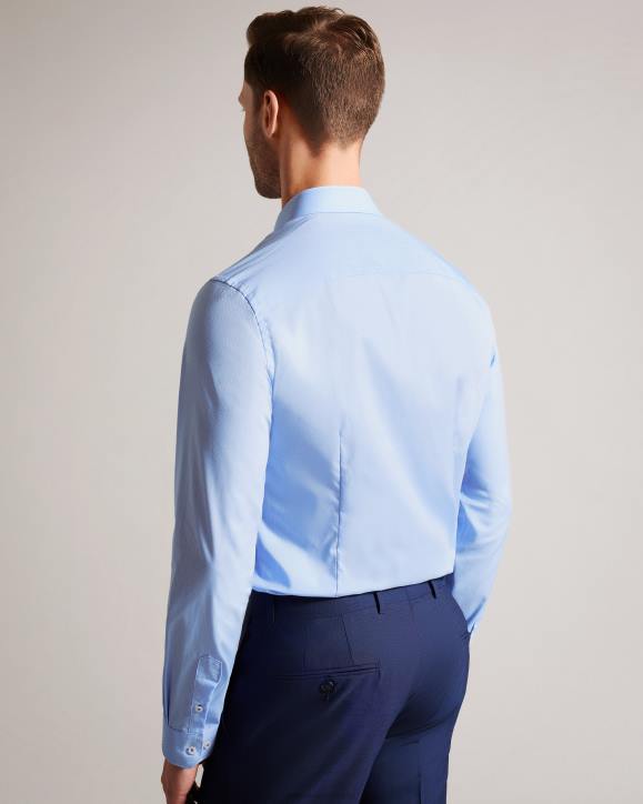 Ted Baker Newtss Long Sleeve Spot Shirt Blue Clothing Men TLPL1441
